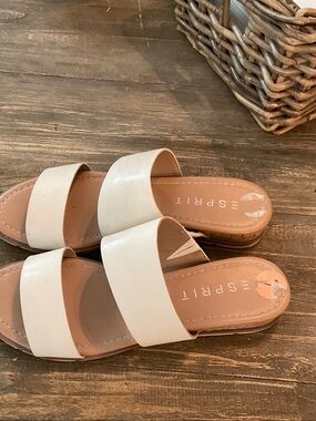 Esprit Cream Double-Band Slide Sandals